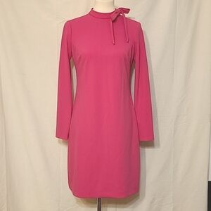 Calvin Klein Pink Bow Detail Long Sleeve Sheath Dress